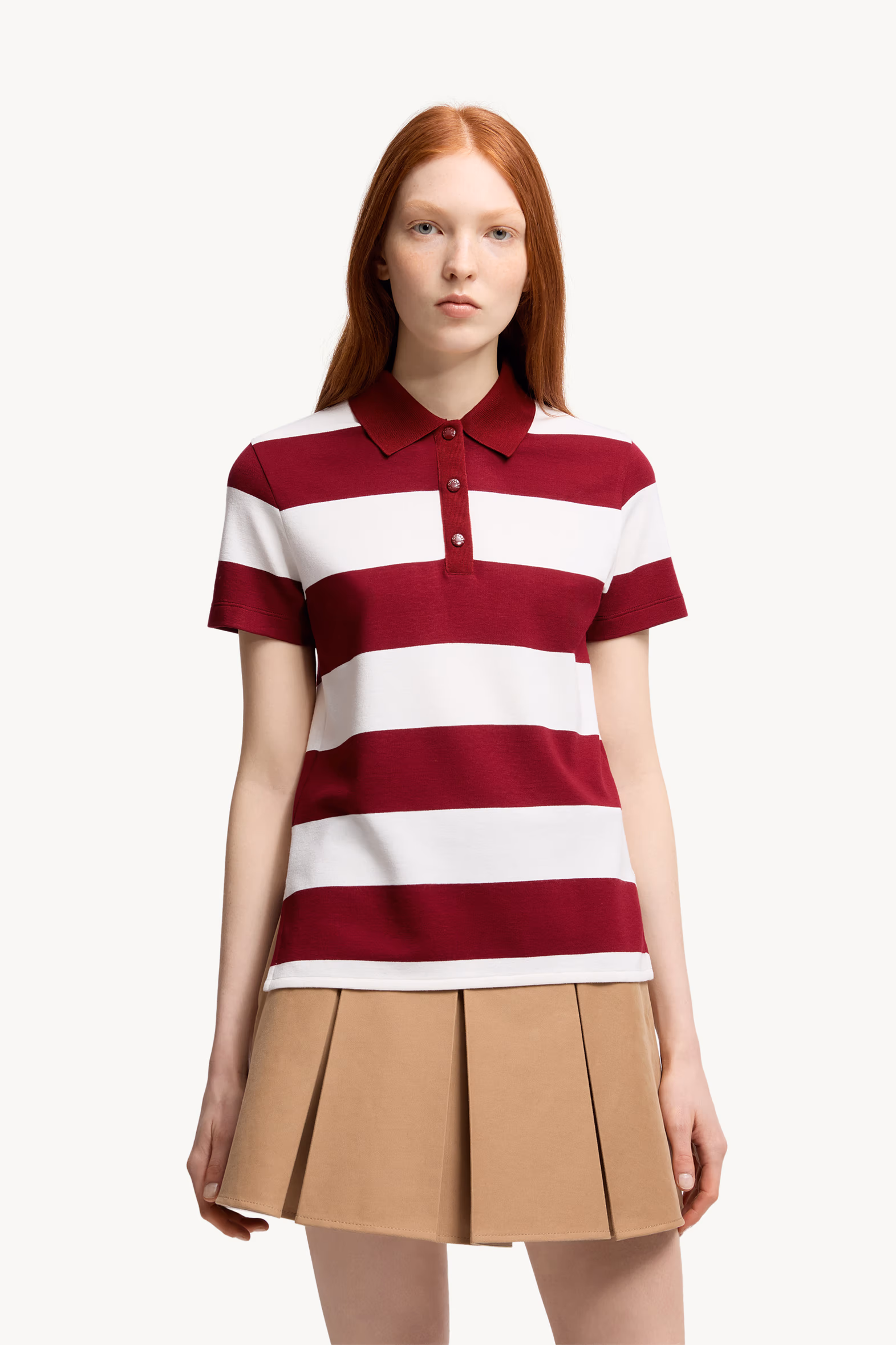 Striped Polo Shirt Women White & Blue Moncler 3